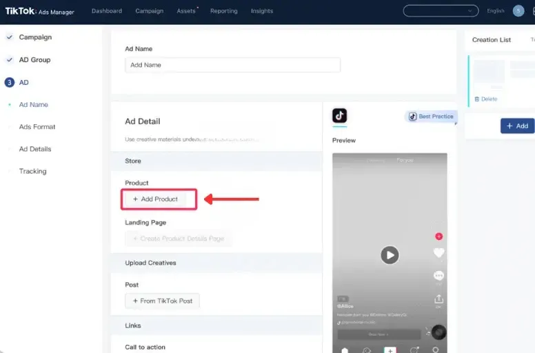 tạo quảng cáo mua sắm bằng video trên TikTokshop
